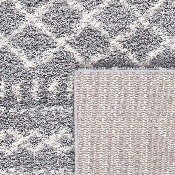 SAFAVIEH Arizona Shag Collection X-Large Area Rug - 11' x 15', Grey & Ivory, Moroccan Design, Non-Shedding, 1.6-inch Thick, Ideal for High Traffic Areas in Living Room, Bedroom (ASG741G-1115)