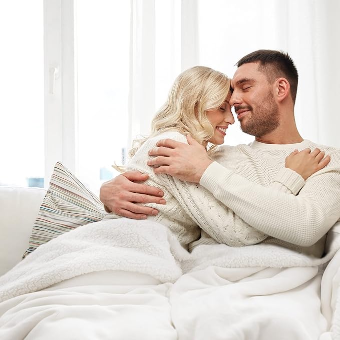Bedsure GentleSoft Sherpa Fleece Throw Blanket Twin Size for Couch - Thick and Warm Throw for Women and Men, Soft Fuzzy Plush Twin Blanket for Winter, White, 60x80 Inches