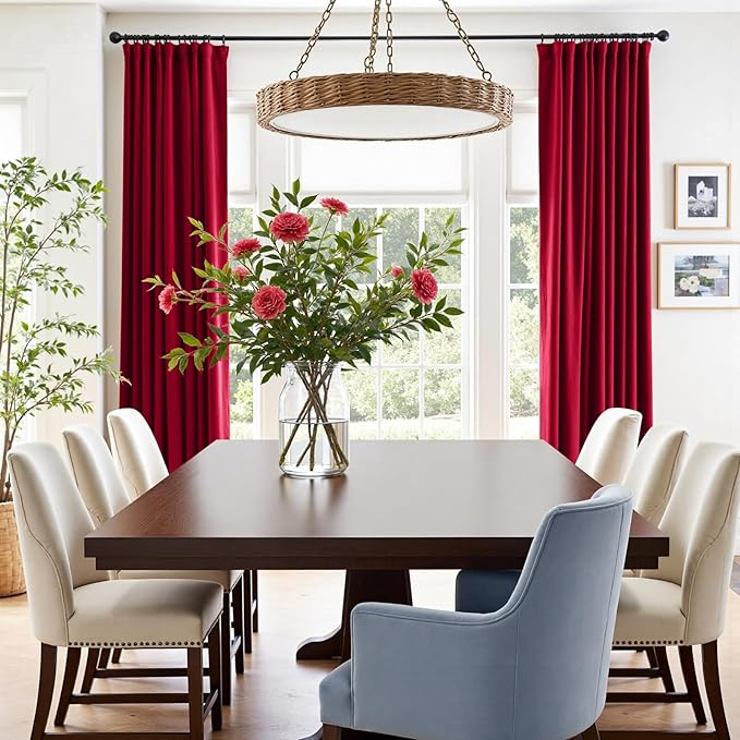 Lazzzy Velvet Blackout Curtains Thermal Insulated Room Window Drapes Super Soft Luxury Curtains for Living Room Bedroom Rod Pocket 2 Panels, Red, 52" W x 108" L