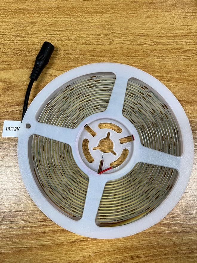 TOPAI 12V COB LED Strip Light 4000K Natural White Waterproof IP65 480LEDs/M Super Bright 4000Lm CRI>90 16.4ft/5M Self Adhesive Dotless Cuttable Flexible for Bedroom Cabinet DIY Lighting