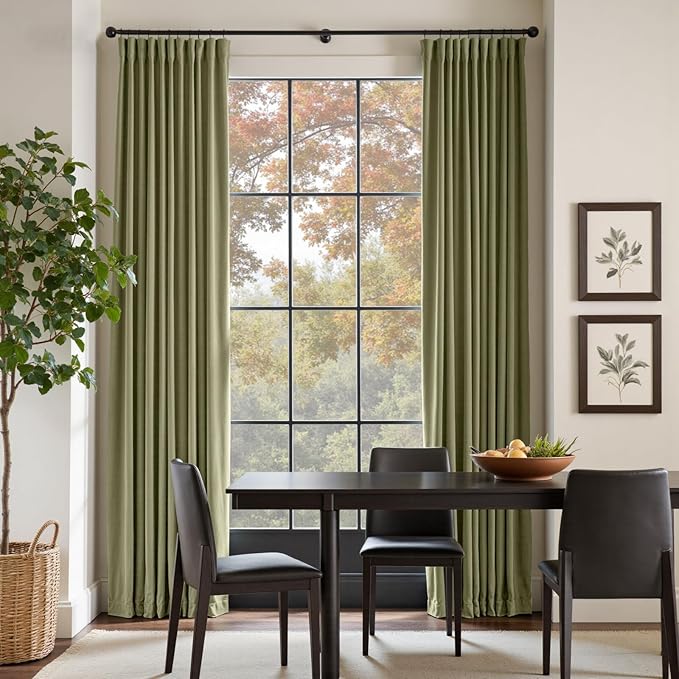 Lazzzy Velvet Blackout Curtains Thermal Insulated Room Window Drapes Super Soft Luxury Curtains for Living Room Bedroom Rod Pocket 2 Panels, Olive Sage, 42" W x 84" L