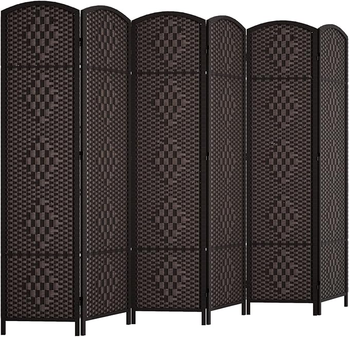 Rose Home Fashion 6 ft Tall Room Divider, Room Dividers and Folding Privacy Screens, 15.7in Privacy Screen 6 Panel Partition Temporary Wall Separation for Private, Dark Coffee
