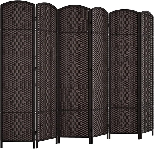 Rose Home Fashion 6 ft Tall Room Divider, Room Dividers and Folding Privacy Screens, 15.7in Privacy Screen 6 Panel Partition Temporary Wall Separation for Private, Dark Coffee