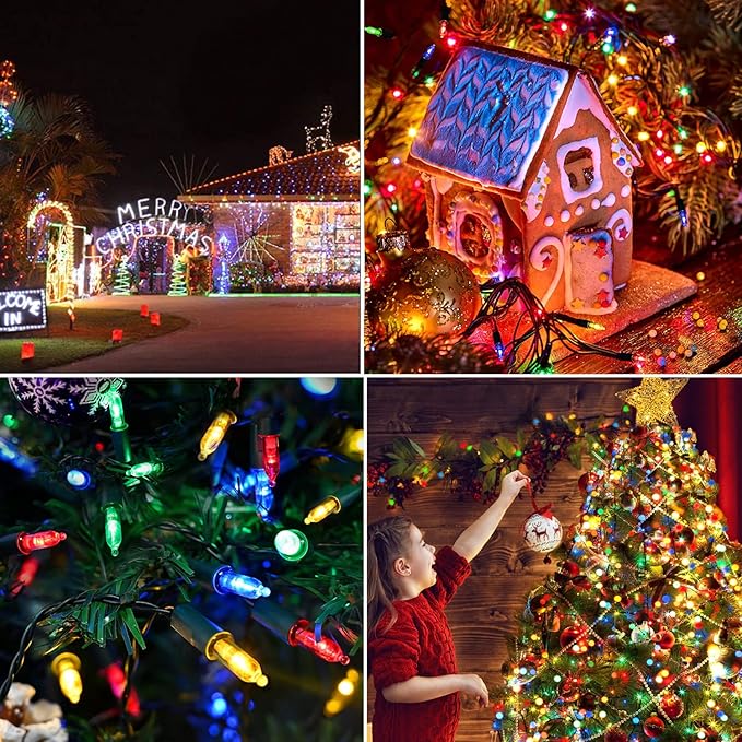 KOUQIYA Battery Operated Christmas Lights, 33ft 100 LED Battery Operated String Lights with Auto-Timer 8 Modes Waterproof String Lights for Xmas Outdoor Indoor Garden Party Decor, Multicolor