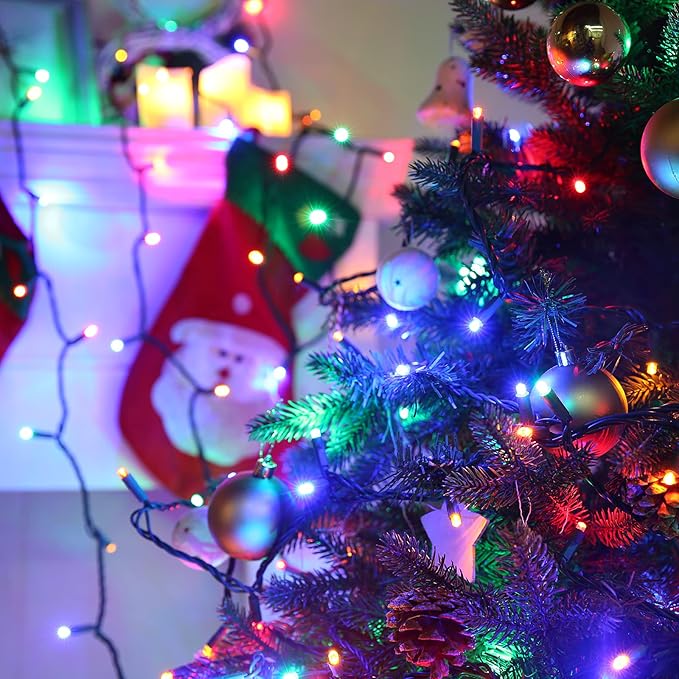 Brizled Multi Color Christmas Lights, 33ft 100 LED Christmas Tree Lights, 5mm Wide Angle Xmas Light, Connectable 120V UL Certified Xmas Light String for Tree Party Wedding Home Indoor Outdoor Decor
