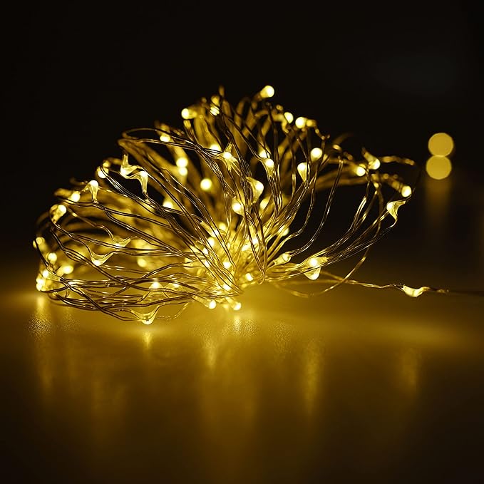 Karlling USB Plug in LED Fairy Lights,5 Packs of 50 LED Bulbs 16 Ft Silver Wire Starry String Lights for Bedroom Patio Garden Party Wedding Commercial Lighting (Warm White)