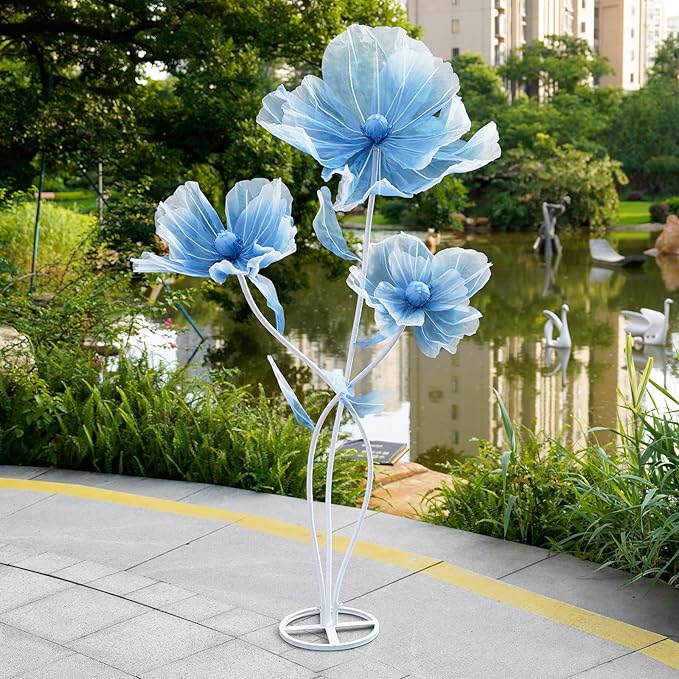 Giant Flowers for Decoration,66.9" Tall Floor Standing Life Size Silk Flower Decor - 3 Large Artificial Flowers with Stand for Wedding Reception, Party Banquet Background, Home Decor