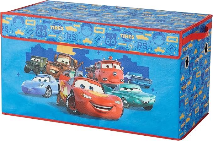 Idea Nuova Disney Pixar Cars Collapsible Storage Trunk,Durable Kids Toy Organizer with Soft Lid, Foldable Chest for Bedroom & Playroom, 28.5" x 14.5" x 16"