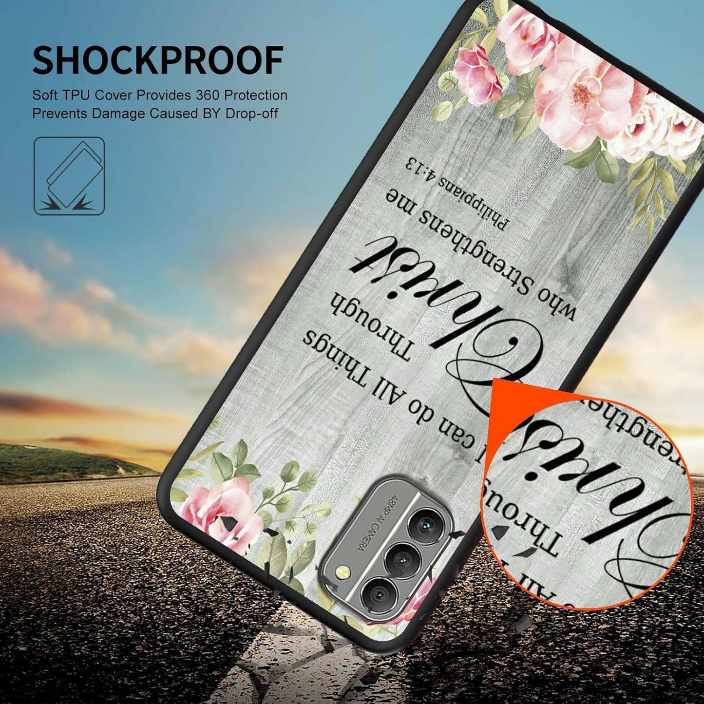 Nokia G310 5G Phone Case with Stylish Bible Verse Philippians 4-13 Pattern, Slim Soft TPU Shock-proof Protection Cover