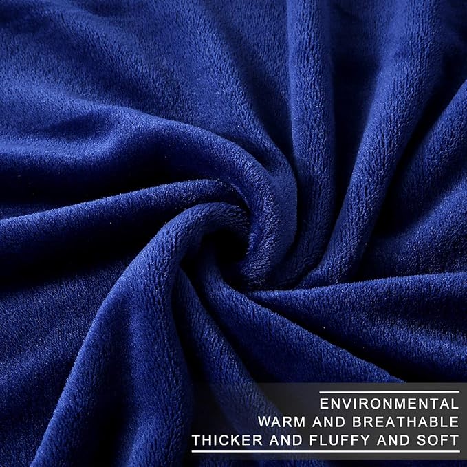 Fleece Blanket Queen Size 350GSM Lightweight Throw for The Bed Extra Soft Brush Fabric Super Warm Sofa Blanket 90" x 90"(Royal Blue Queen)