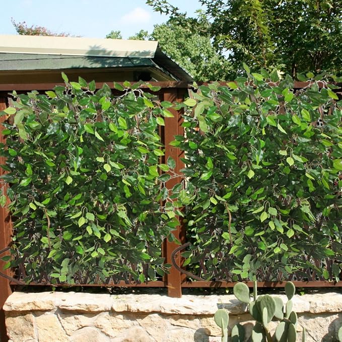 GTIDEA 12 Pcs Ficus Tree Leaves Branches Artificial Greenery Stems Silk Green Leaves Plants for Wreath Benjamina Tree Indoor Outdoor Porch DIY Wedding Christmas Party Farmhouse Wall Decor (24.04 Inch)