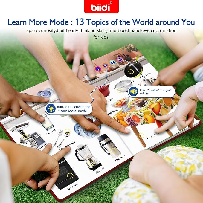Interactive Sound Book for Kids Children,English Words Talking Book Activity for Toddler Age 3-5,Educational Learning Travel Toys for Boys Girls Birthday Gift 3 4 5 6 Year Old,Sensory Autism Toy