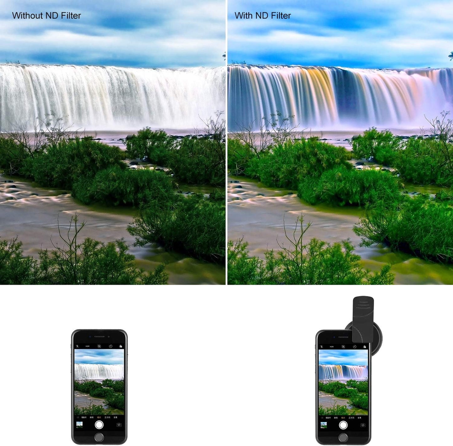 NEEWER 37mm ND Filter Kit: Adjustable Clip On ND2-ND400 Phone Lens Compatible with iPhone 14, Samsung, iPad & More