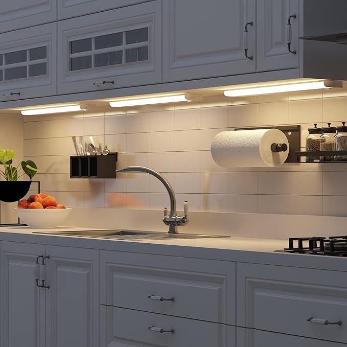 GETINLIGHT 12-inch Hardwired Only LED Under Cabinet Lighting, Soft White(3000K), Dimmable, Matte White Finished, ETL Listed, IN-0201-11-WH