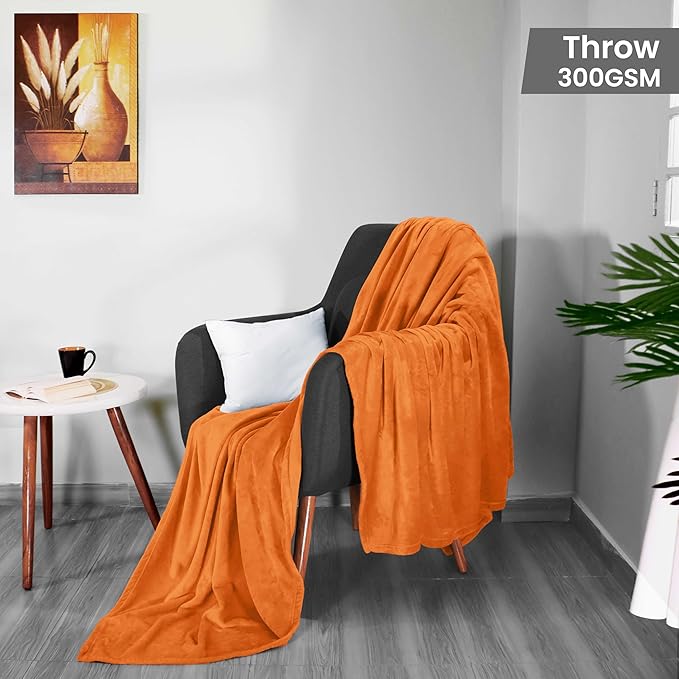 Utopia Bedding Fleece Blanket Throw Size Burnt Orange 300GSM Luxury Anti-Static Fuzzy Soft Microfiber Halloween Blanket for Couch, Sofa and Bed (60x50 Inch)