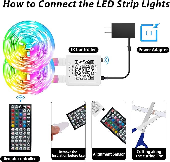 Led Lights for Bedroom 140ft Color Changing RGB Led Strip Lights, DIY Music Sync Led Light Strip with Remote and App Control, Dimmable Led Lights for Room Party Home Cool Things (2 * 70ft)
