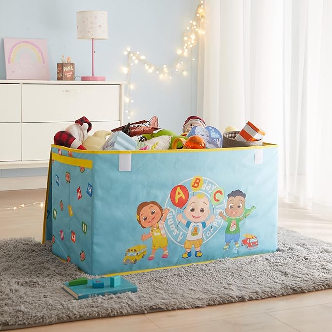 Idea Nuova Cocomelon Collapsible Children’s Toy Storage Trunk, Durable with Lid