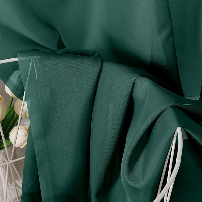 OVZME Hunter Green Sheer Curtains 84 Inches Long 2 Panels - Soft Light Filtering Window Sheer Panels for Living Room/Bedroom, Top Dual Rod Pocket, 1 Pair, Each 42Wx84L Inches