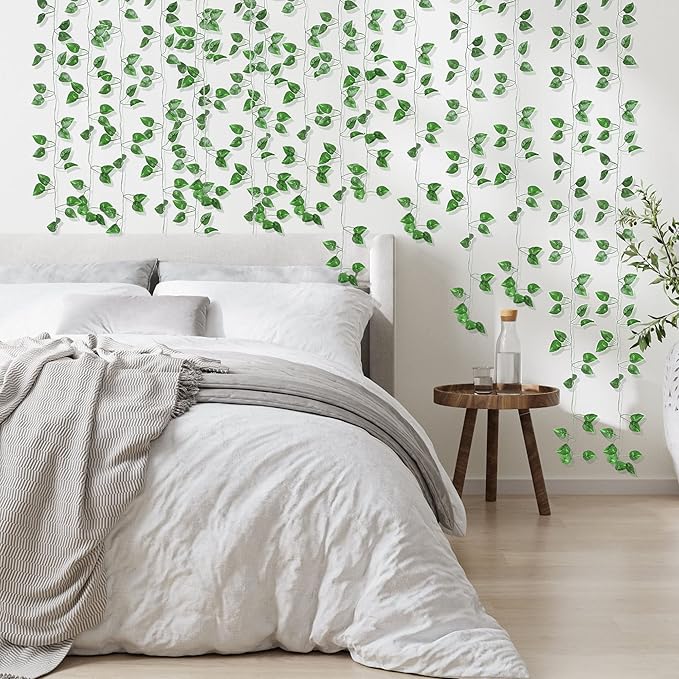 720 Feet 96 Pack Fake Greenery Hanging Garland, Ivy Leaf Plants, Vine Leaves, Fake Flowers Foliage for Bedroom Garden Wall Decor