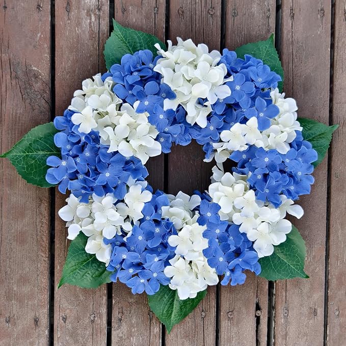 Hydrangea Artificial Flowers, 20 Pcs Royal Blue Hydrangea Artificial Flowers Bulk, Faux Hydrangea Flowers for Outdoor, Fake Silk Hydrangea Flowers with Stems for Wedding Decoration Decor