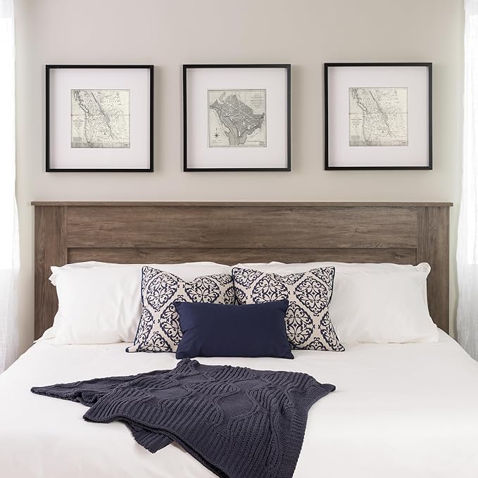 Prepac Stylish Flat Wood Panel Headboard for King Size Beds, Simplistic Wooden King Headboard 2.25" D x 81" W x 48" H, Drifted Gray, DHFK-1301-1