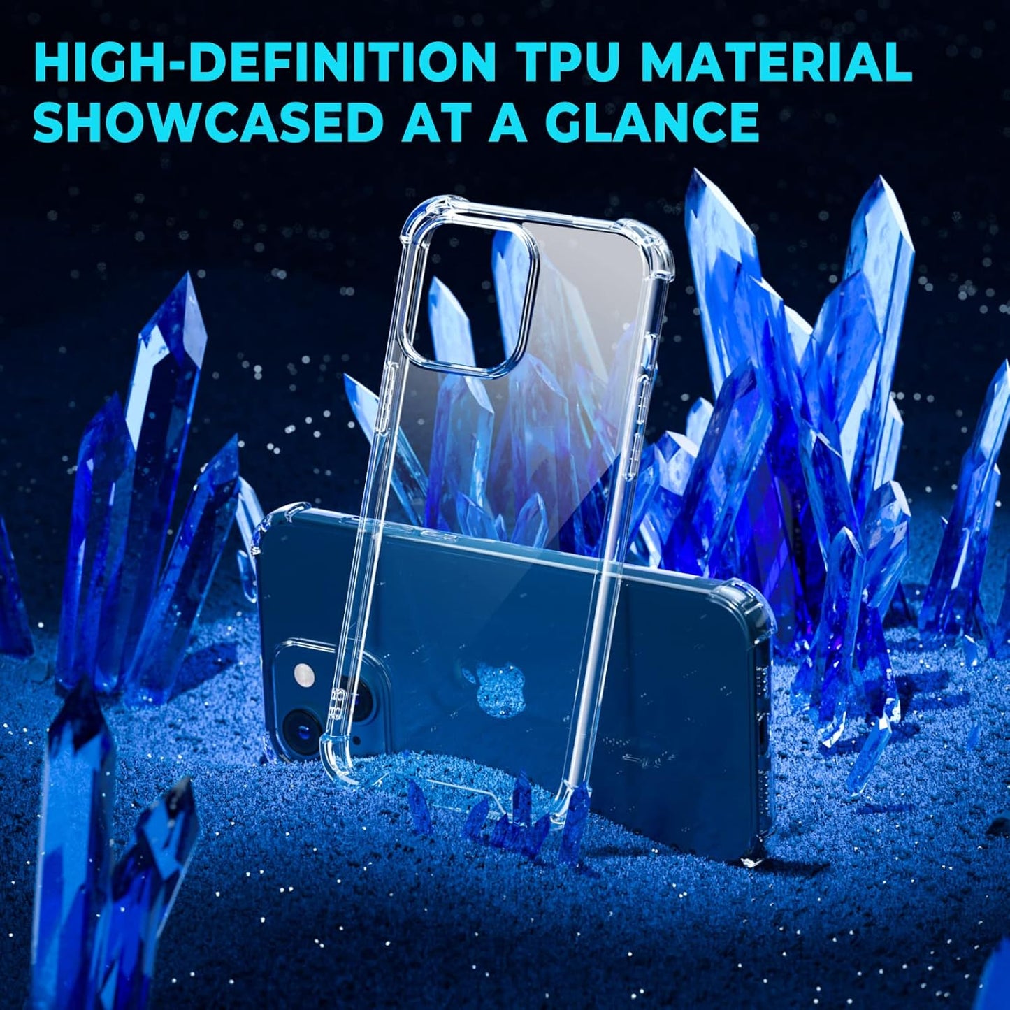 ORIbox Clear Case for iPhone 14/13, Shockproof Protection with 4 Corners, Clear Case for Women Men Girls Boys Kids