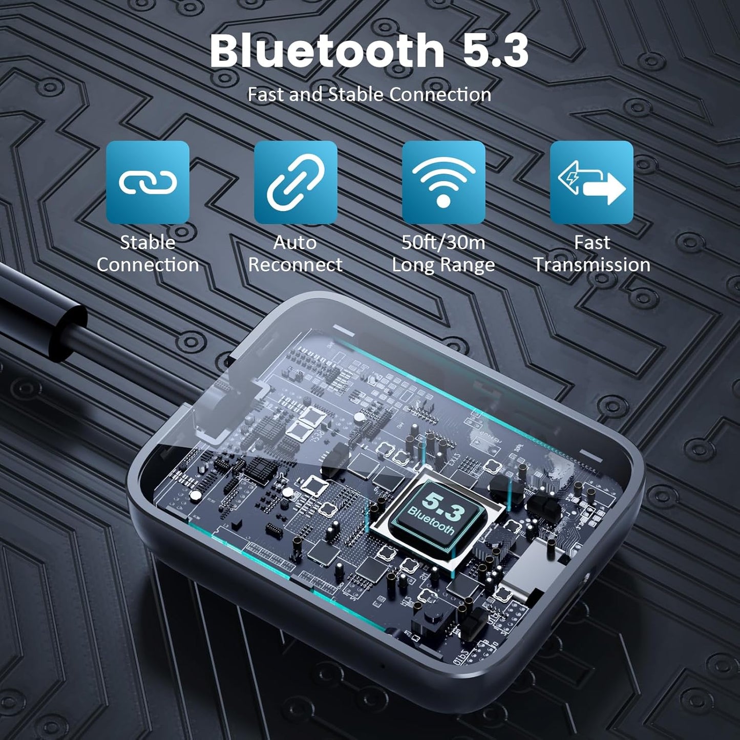 1Mii 5.3 2 3.5mm Airplane/TV/MP3 25H Bluetooth Transmitter Receiver, Dual Link for Headphones, aptX Adaptive/HD Low