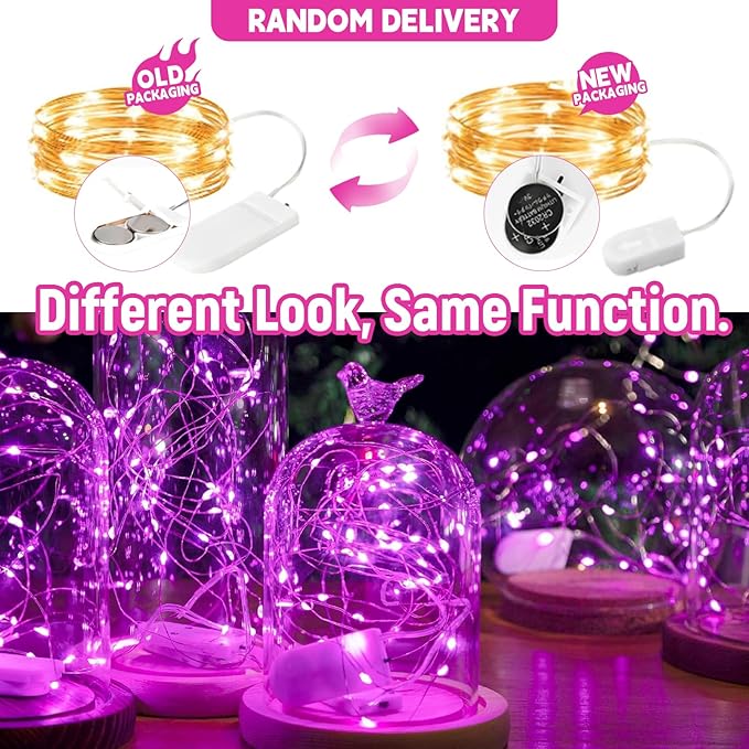 12-Pack LED Fairy Lights 7 Feet Battery Powered Waterproof Silver Wire 20 Slim Copper Wire Pastel Lights for DIY Wedding Party Bedroom Patio Easter Christmas (Pink)