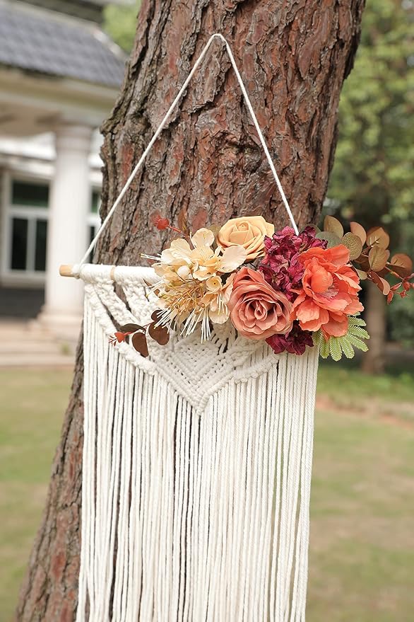 Artificial Flowers Combo Box Set Burnt Orange Fake Flower Leaf Box with Stems for DIY Wedding Bouquets Centerpieces Arch Arrangement Baby Shower Party Home Decorations