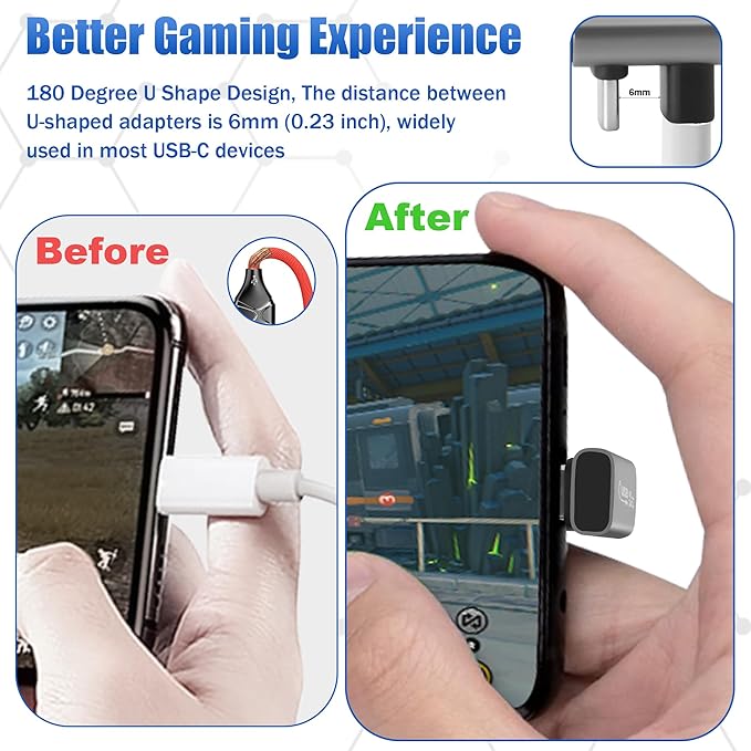 U Shape USB C Adapter 2-Pack, 180 Degree Angle USB4 USB C Male to Female Extender Connector Support PD 3.1 240W Type C Fast Charging,40Gbps,8K HD Display, for iPhone 17/16 Series, MacBook Pro, iPad