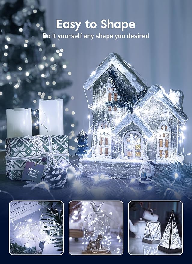 Fairy Lights Plug in, 33Feet 100 LED USB Powered Twinkle Lights with Timer and Remote, Starry String Lights for Indoor Outdoor Wreath Wall Dorm Bedroom Mason Jar Christmas Decoration