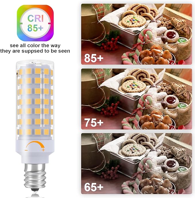 E12 LED Bulb Dimmable 7W Equivalent to 60W Halogen Bulb, Warm White 3000K T6 C7 E12 Candelabra Bulb 60 Watt for Ceiling Fan, Chandelier Lighting, AC120V Kx-2000 Bulbrite Replacement (6 Pack)