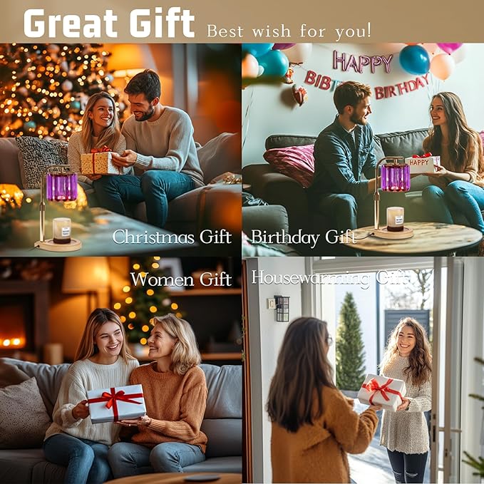 IN HAPPY Candle Warmer Lamp with Timer Dimmer-Adjustable Height, Birthday Gifts for Women Mom, House Warming Gifts New Home Decor, Wax Melt Warmer for Scented Jar Candles with 2 Bulbs (Purple)