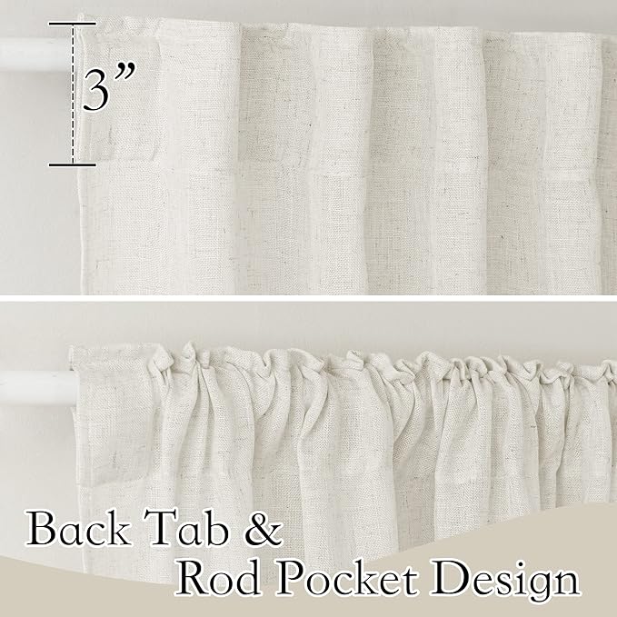 RYB HOME Linen Sheer Curtains for Bedroom, Sunlight Filtering Nature Airy Drapes Easy Hanging Window Treatment for Kids Room Living Room Home Office, Linen, W 70 x L 63 inch Each, 2 Panels
