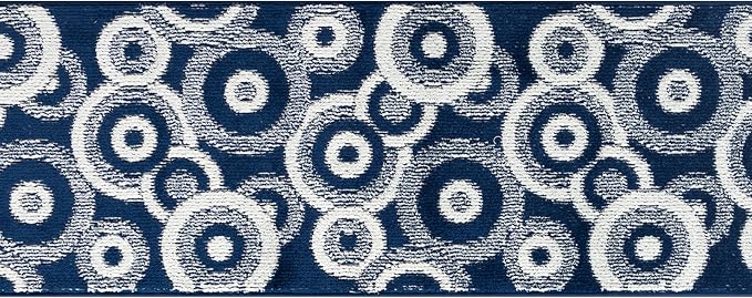 Custom Length Cut to Size Retro Modern Coastal Carpet Runner Rug for Hallways, Non Slip Rubber Backed, 31 inch Wide X Customized Length, Geo Blue, 31 inch X 29 feet
