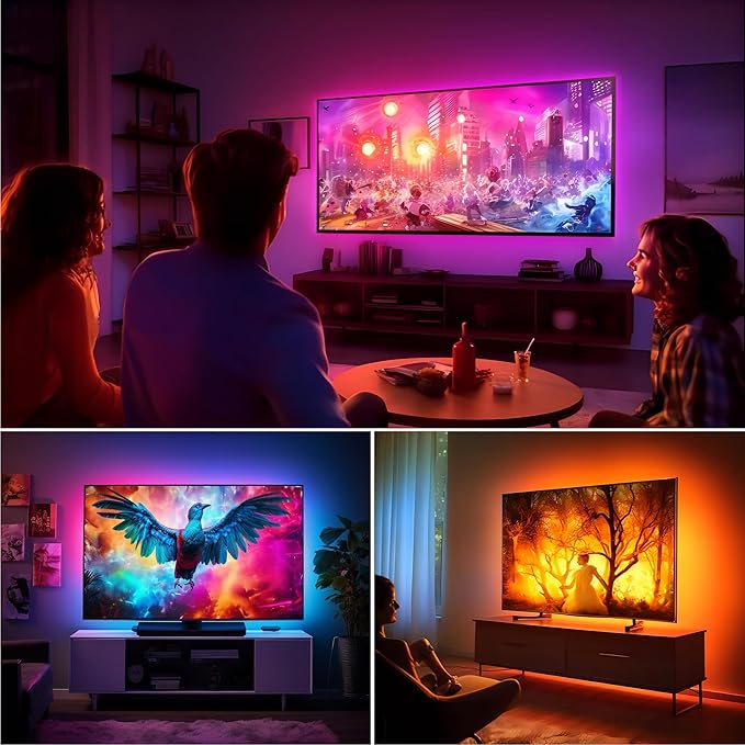 Maylit ICRGB TV LED Backlight, App Control Lights for 37-70in Monitor, Music Sync Color Changing Strip Lights for Home Decor, USB Powered Gaming Accessories for Bedroom Room Decor