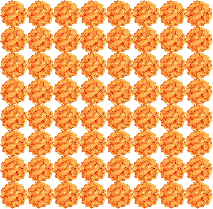 Auihiay 64 PCS Full Hydrangea Flowers, Silk Hydrangea Artificial Flowers Heads with Stems, Artificial Hydrangea Flowers for Wedding Centerpieces, Home, Garden, Baby Shower Decoration (Orange)