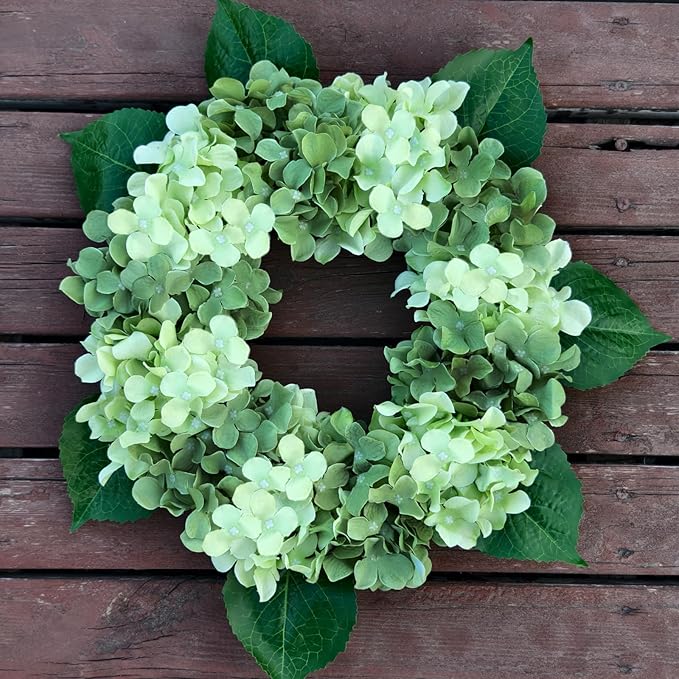 Hydrangea Artificial Flowers, 20 Pcs Green Hydrangea Artificial Flowers Bulk, Faux Hydrangea Flowers for Outdoor, Fake Silk Hydrangea Flowers with Stems for Wedding Decoration Decor