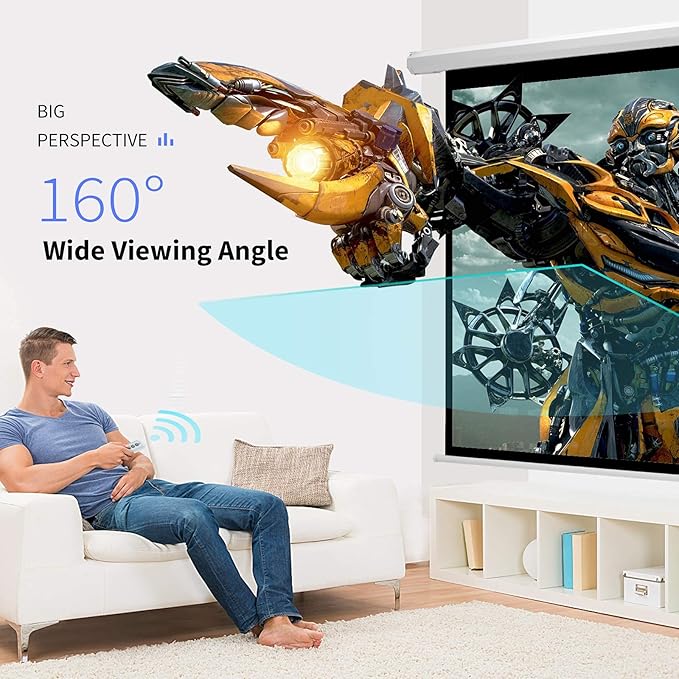 YODOLLA 120 inch Projector Screen Motorized,4:3 HD Retractable Electric Projector Screen 4K 3D Wall Mounted Ceiling Automatic Projection Screen Drop Down with Remote Movie Screen for Indoor Outdoor