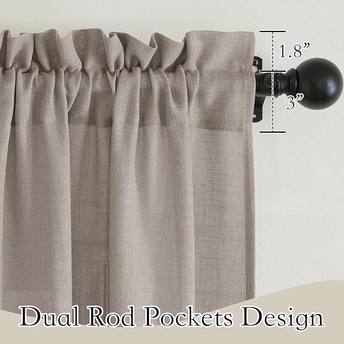 RYB HOME Semi Sheer Curtains 84 inches Long, Linen Texture Wave Fabric Privacy Sheer Window Curtains for Living Room Bedroom Dining, Birch Brown, Wide 52 x Long 84 inch per Panel, 2 Panels