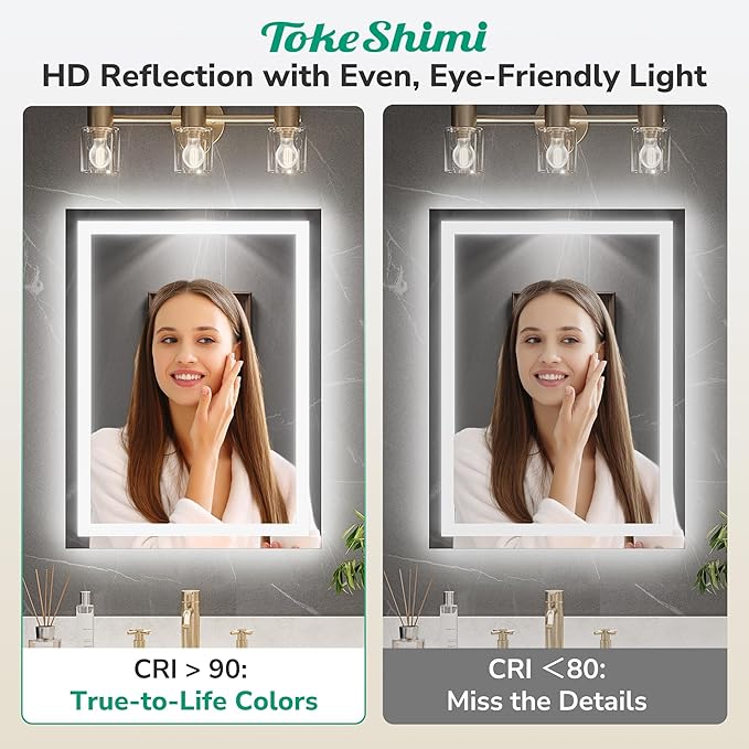 TokeShimi LED Bathroom Mirror 72 x 32 Lighted Bathroom Vanity Mirror with Lights,Brighter Frontlit and Backlit Light up Anti Fog Mirror