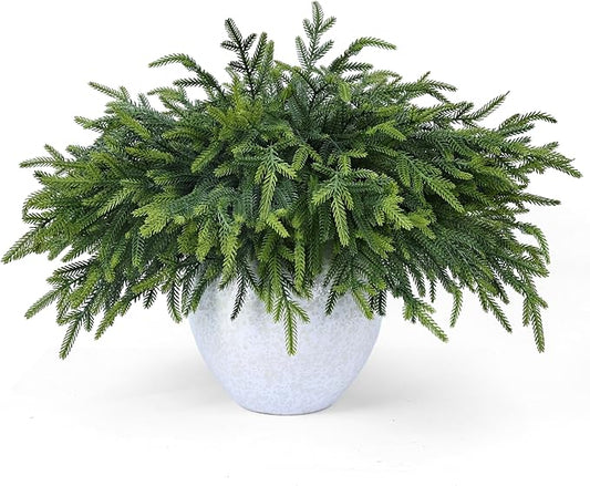 100 Pcs Christmas Greenery Pines Branch Pine Branches Artificial Green Pine Stem - Real Touch for Vase DIY Crafts Flower Arrangement Home Indoor Christmas Decor(18 Inch)