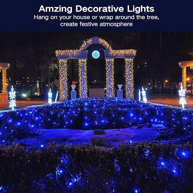 ODEETRONIC Christmas Blue Lights, 21.63ft 100 Count Incandescent String Lights Connectable, 120V UL Certified Christmas Indoor String Lights for Xmas, Tree, Party, House, Garden Decor, Green Wire