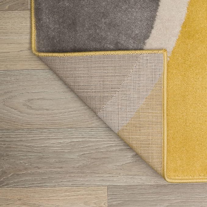 Rugshop Contemporary Abstract Circles Easy Maintenance for Home Office,Living Room,Bedroom,Kitchen Soft Area Rug 6'6" x 9' Yellow