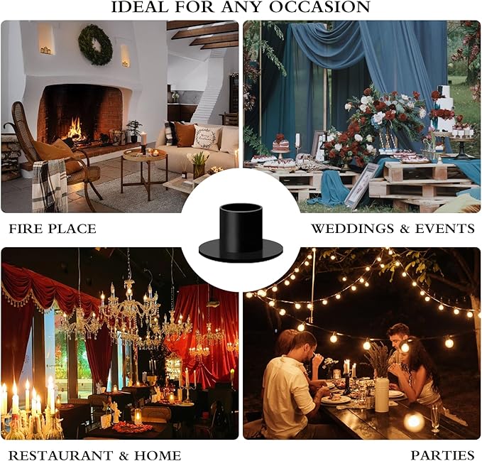 Gute Taper Candle Holder, Candle Holders for Pillar Candles, Matte Black Candlestick Holder Centerpieces for Home Decoration, Wedding Anniversary, Party, Housewarming Gifts,Set of 16,Round