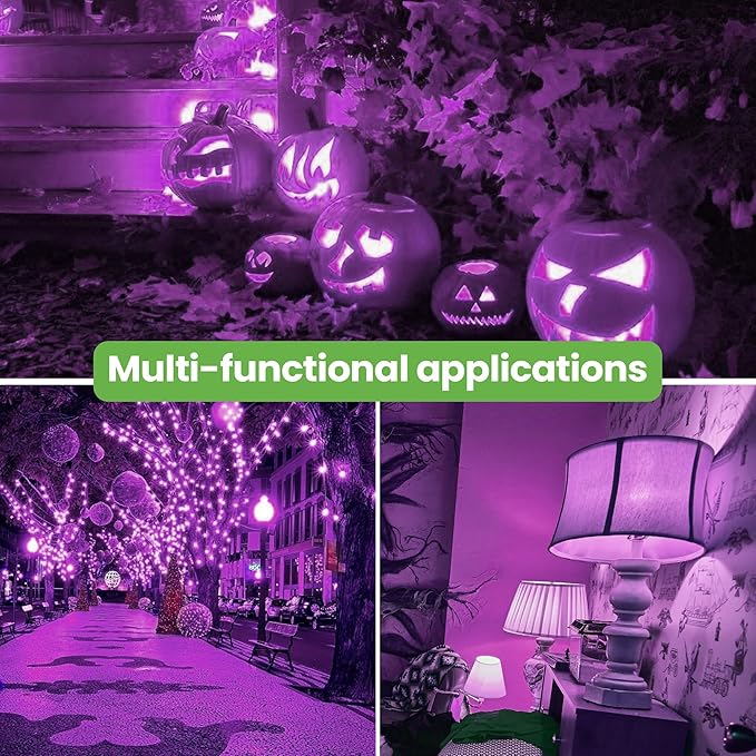 LED Purple Light Bulb, 40W Equivalent LED A15 Bulb, E26 Medium Base Bulb for Halloween, Christmas, Party, Bar, Holiday Lighting, Non-Dimmable, 2 Packs