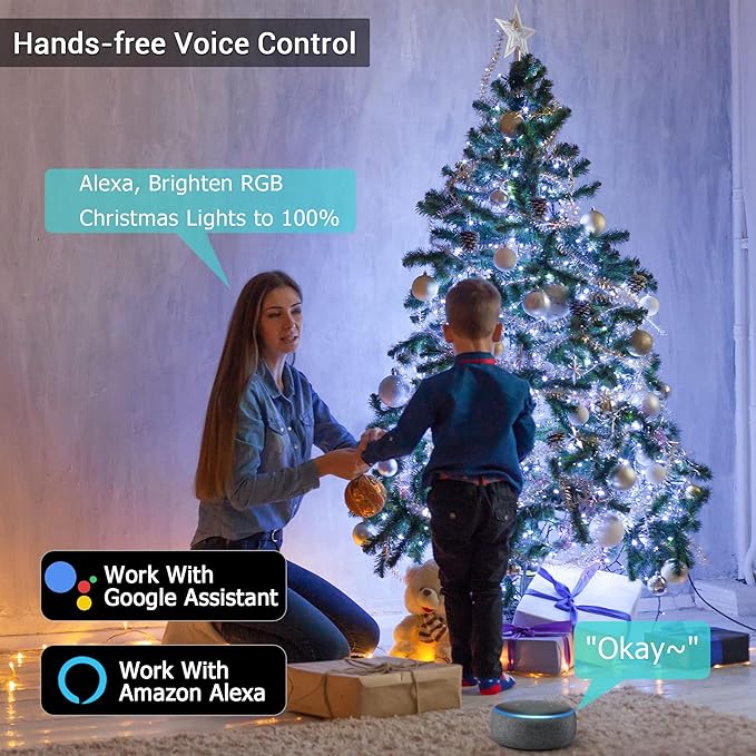 Brizled Smart Color Changing Christmas Lights, 66ft 200LED WiFi String Lights App Control, Dimmable Christmas Lights, RGB Xmas Tree Lights Work with Alexa & Google Home for Outdoor Indoor Party Decor