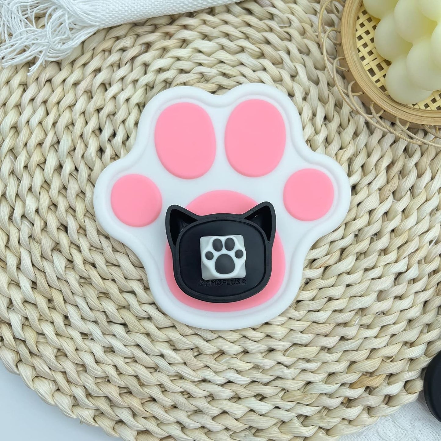ZOMOPLUS Cute Cat Paw Keycap, Squishy Custom Keycap for Mechanical Keyboard, Suitable for Cherry MX/Gateron (White Grey)