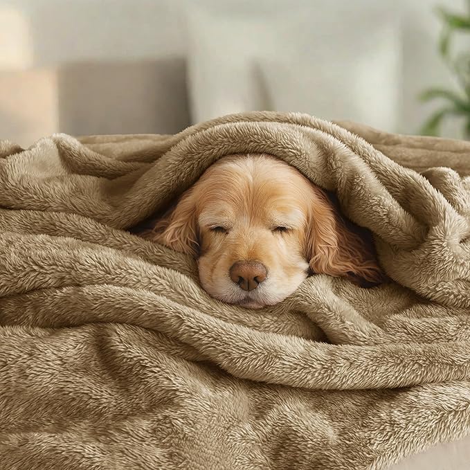 Exclusivo Mezcla Plush Fuzzy Fleece Bed Blanket Queen Size, Super Soft, Fluffy and Warm Blankets Suitable for All Seasons (Brown, 90x90 Inches)