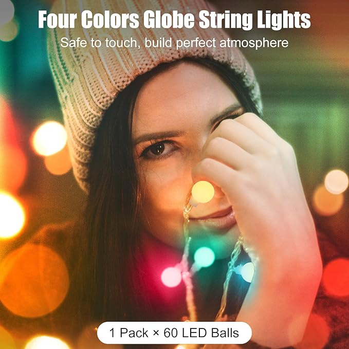 Globe String Lights Battery Operated - 21 Feet 60 Led Twinkle Fairy Lights, 8 Modes with Remote Mini Globe Lights for Indoor Outdoor Bedroom Party Wedding Garden Christmas Tree Decor, Multicolor